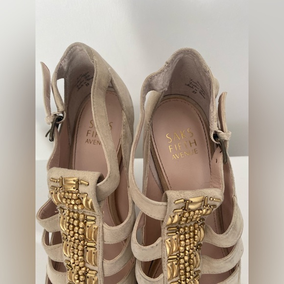 SAKS FIFTH AVENUE Vintage suede with gold design - Picture 2 of 3